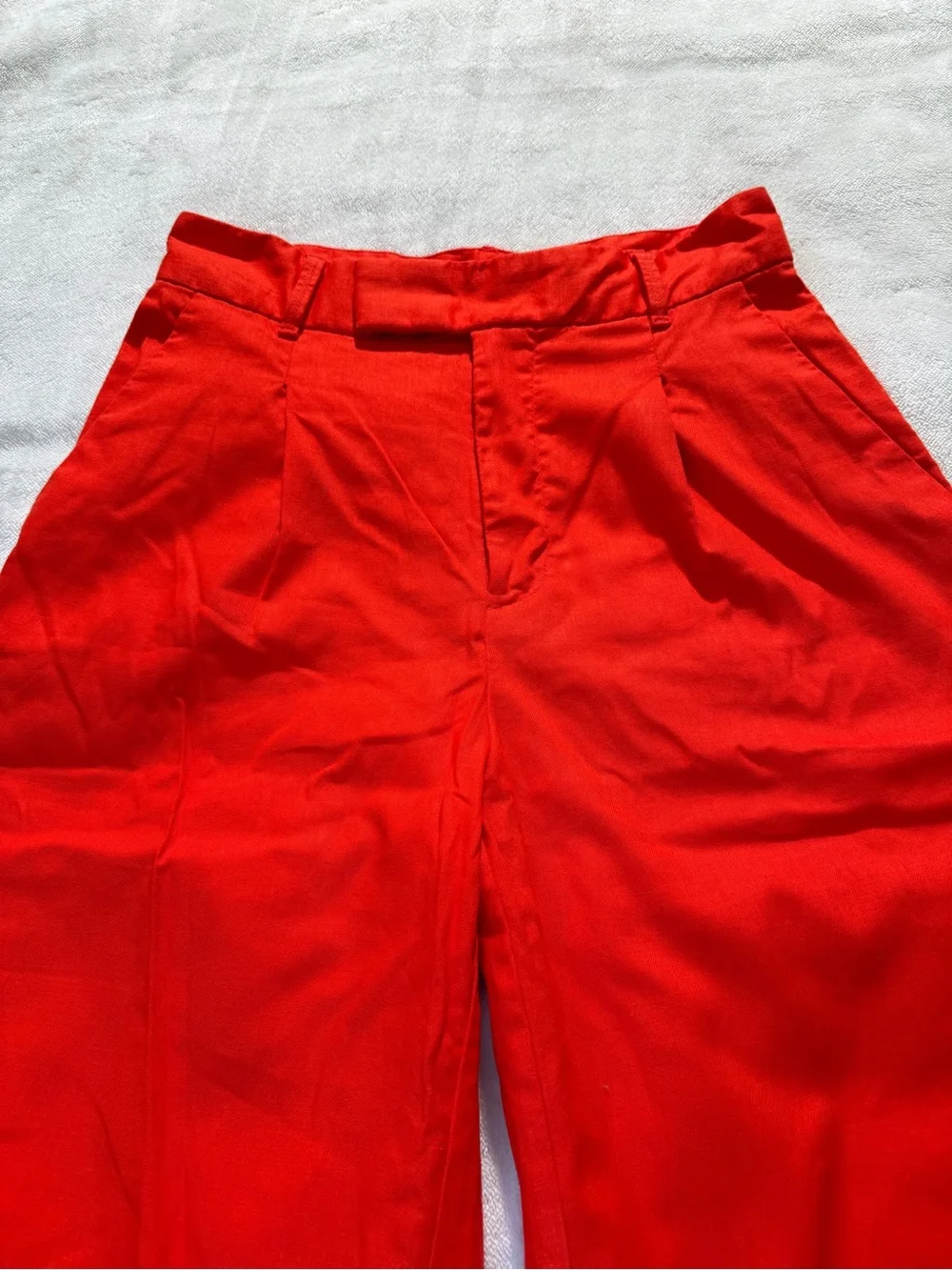 Banana Republic Factory Trailblazing Orange High-Rise Wide-Leg Linen Pants 4P